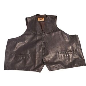 Phase 2 Men Genuine Leather Brown Vest. very good condition